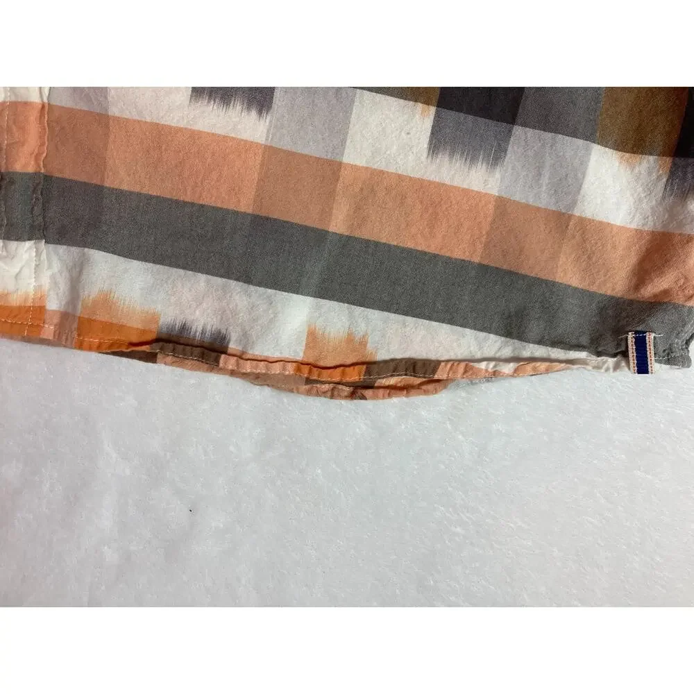 RuffHewn‎ RH Mens Shirt XXL Orange Plaid Button Short Sleeves Pockets